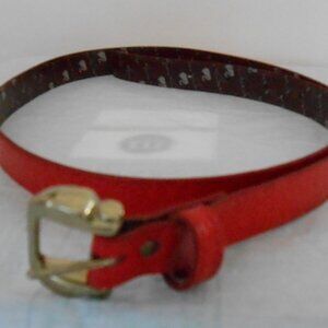 Gloria Vanderbilt GV Women's Red PU Leather Belt W/Gold Buckle 35.5" Long-NWOT